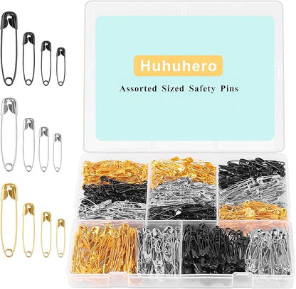 630 Pack Safety Pins Assorted, 5 Different Sizes Small and Large Safety Pin by Huhuhero