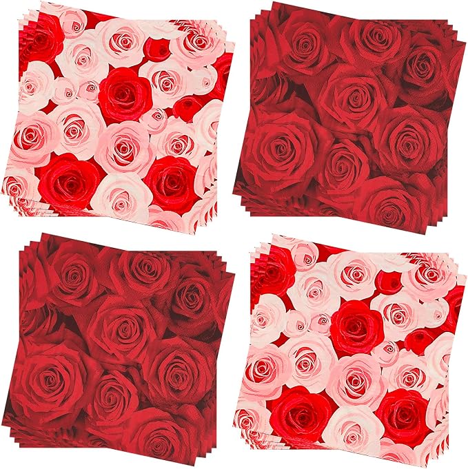 Paper Napkins 80 Pack 2 Ply Floral Beverage Luncheon Dinner Paper Napkins Rose by Jagrove