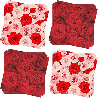 Paper Napkins 80 Pack 2 Ply Floral Beverage Luncheon Dinner Paper Napkins Rose by Jagrove