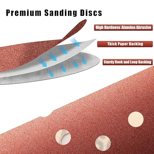 320 Grit 5 Inch Sanding Discs Hook and Loop Sandpaper - Image 3