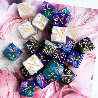 24Pieces Token Counter Dice| Galaxy Mix White Black D6 Dice Set - Image 4