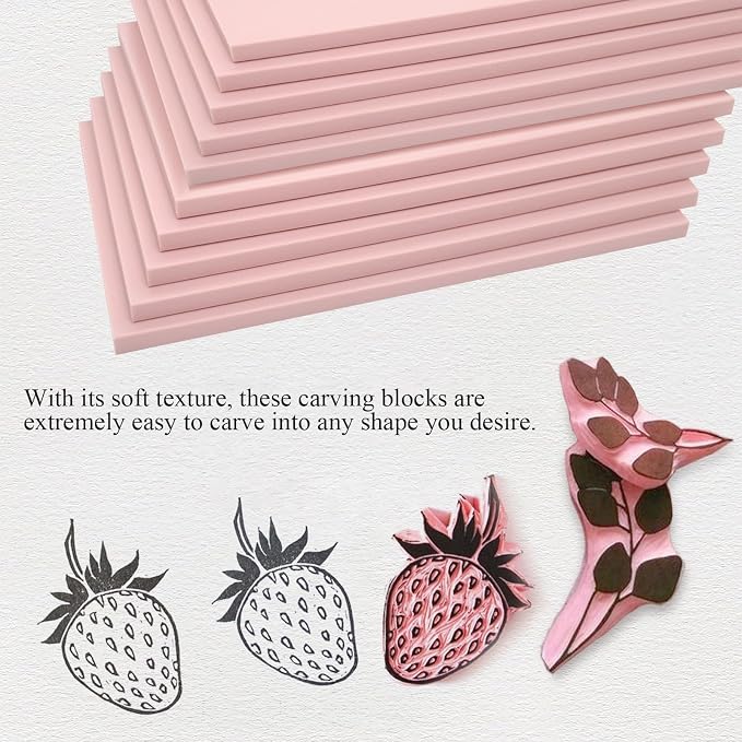 10 Pack 4"x6" Pale Pink Rubber Stamp Carving Blocks Pink Rubber Carving Blocks - Image 5