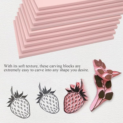 10 Pack 4"x6" Pale Pink Rubber Stamp Carving Blocks Pink Rubber Carving Blocks - Image 5