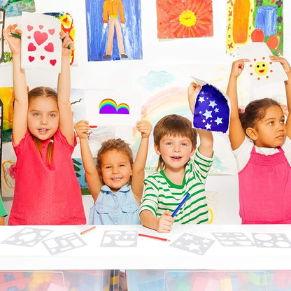 Outus 16 Pieces Kids Drawing Stencils Basic Shape Plastic Drawing Stencil - Image 5