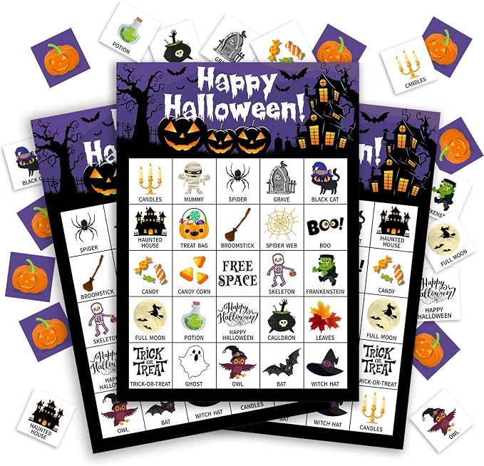 Halloween Bingo Game Cards, 24 Players Halloween Bingo Game by CBFEBCBST