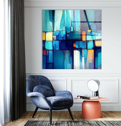My Photostation.com 20Wx14H'' Blue Vibrant Stained Glass Wall ArtTempered Glass - Image 3