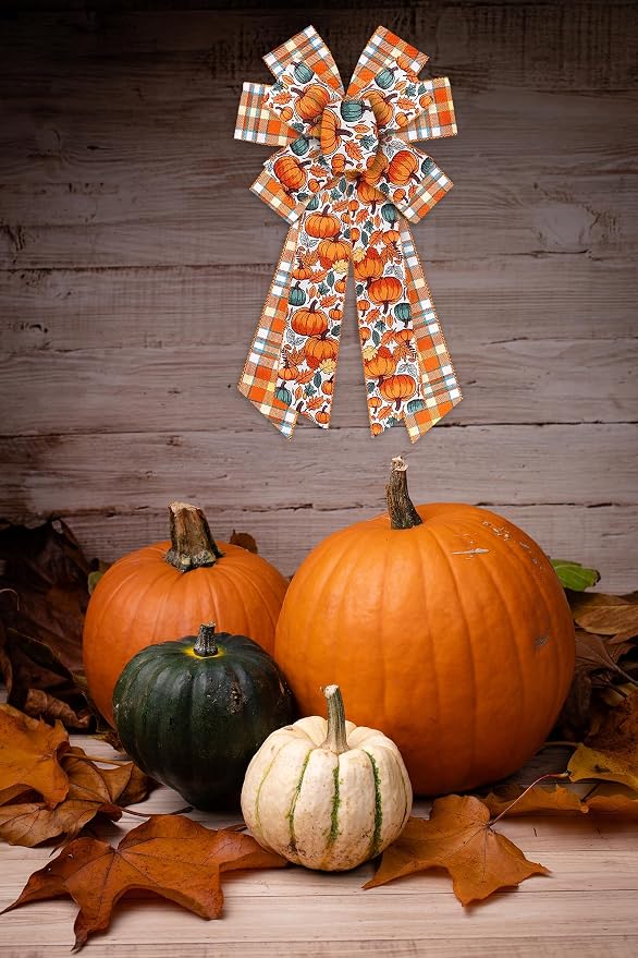 2 Rolls 2.5 Inch x 10 Yards Thanksgiving Fall Wired Ribbon - Image 3