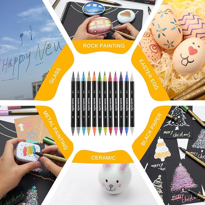 Colourcolor Pack of 12 Metallic Marker Pens - Image 8