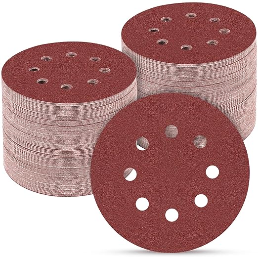 165 PCS 5 Inch Sanding Discs, Round Hook and Loop Sandpaper by POTUINOM
