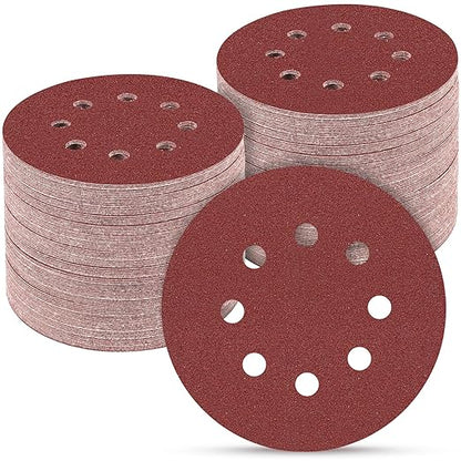 165 PCS 5 Inch Sanding Discs, Round Hook and Loop Sandpaper by POTUINOM