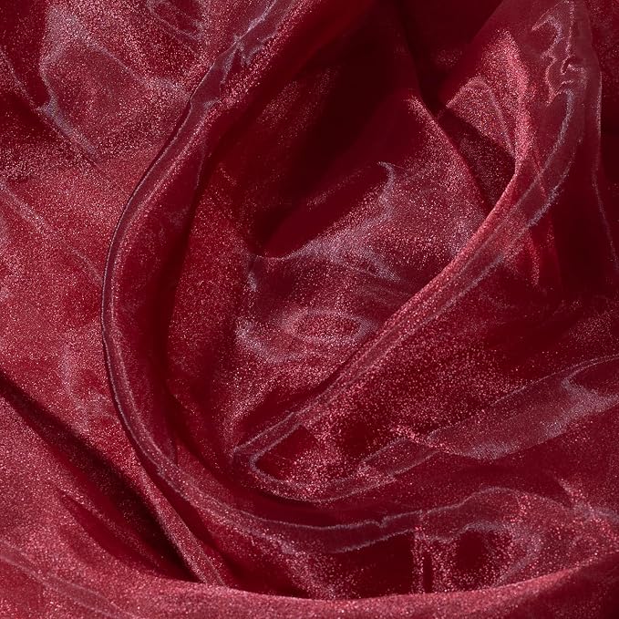 FYNITE Burgundy Sheer Organza Fabric | 5 Yards Long x 44'' Wide | Solid Sheer - Image 4