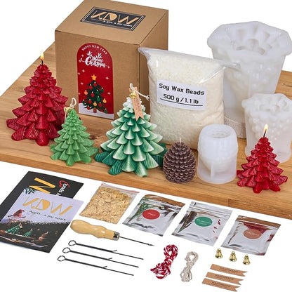 KDW Soy Wax Beads for Candle Making Christmas Tree Silicone Mold Large+Small 3D by KDW