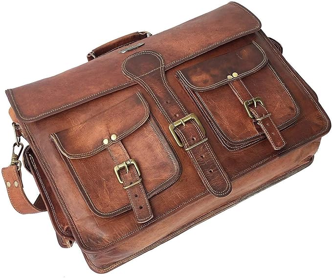 Cuero DHK 16 Inch Vintage Handmade Leather Messenger Bag Laptop Briefcase - Image 3