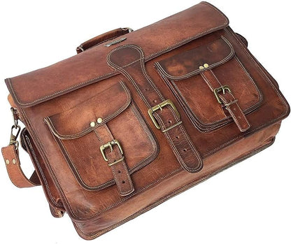Cuero DHK 16 Inch Vintage Handmade Leather Messenger Bag Laptop Briefcase - Image 3