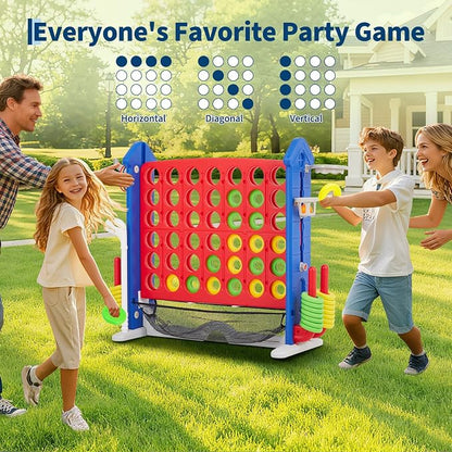 Giant 4 in a Row Game, Adjustable Height Board Jumbo 4-in-a-Row Game - Image 6