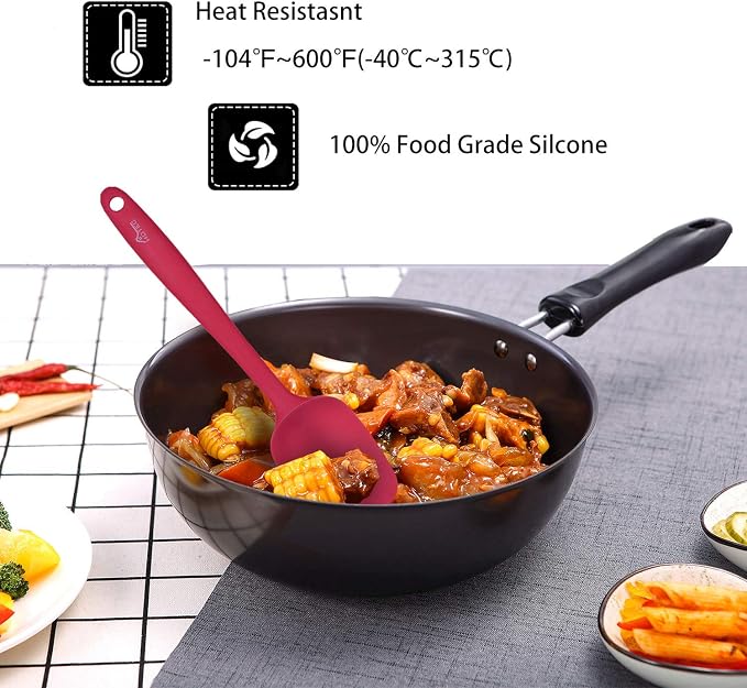 HOTEC Heat Resistant 600℉ BPA-Free Silicone Rubber Spatula Set, Kithchen - Image 4