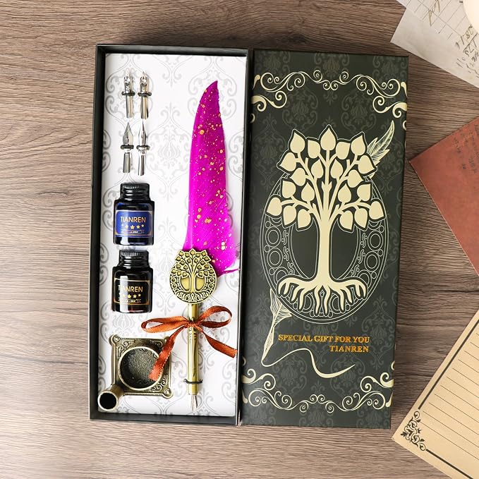 Feather Pen and Ink Set, quill pen ink set, Antique Calligraphy Pen - Image 5