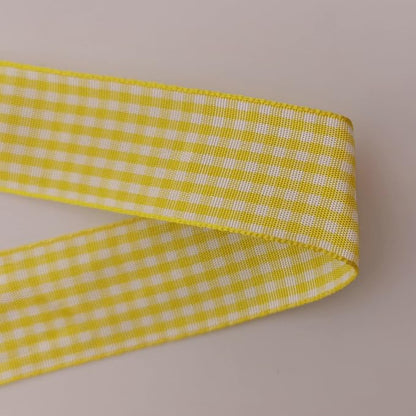 Yellow and White Gingham Ribbon Christmas Ribbon 25 Yards Each Roll 100% - Image 8