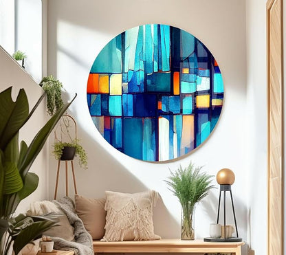 My Photostation.com Round 24'' Blue Vibrant Stained Glass Wall ArtTempered - Image 4