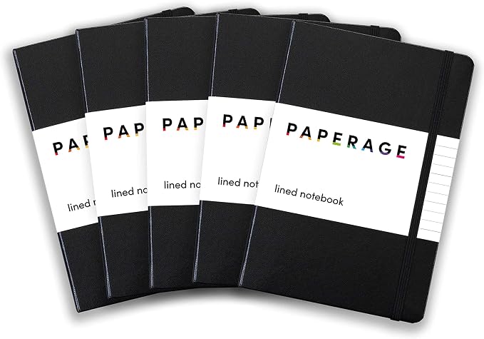 PAPERAGE Lined Journal Notebook, 5 Pack, 160 Pages, Medium 5.6 in x 8 in by PAPERAGE