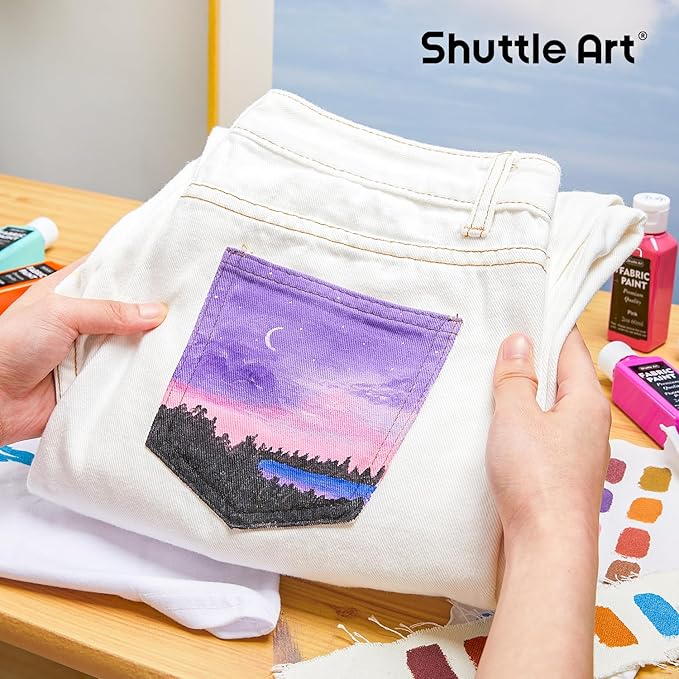 Fabric Paint, Shuttle Art 30 Colors Permanent Soft Fabric Paint in Bottles - Image 5