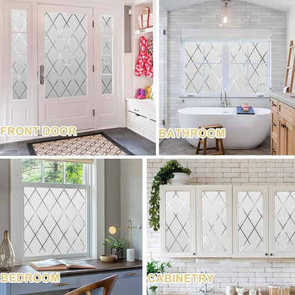 Window Privacy Film Decorative for Front Door, Bathroom Static Cling Stained - Image 7