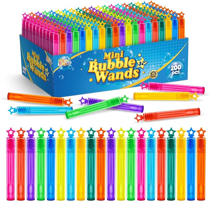 SpringFlower 200 Pieces Mini Bubble Wands, Party Favors Assortment Toys by SpringFlower