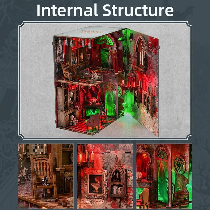 Haunted House Halloween Book Nook Kit, Spooky Shelf Insert Bookshelf Diorama - Image 6