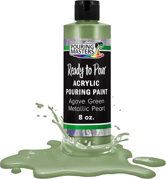 Pouring Masters Agave Green Metallic Pearl Ready to Pour Acrylic Pouring Paint by USArtSupply