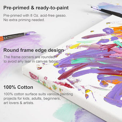PHOENIX Small Stretched Canvas for Painting 6x6 Inch/14 Bulk Pack, 8 Oz Triple - Image 2