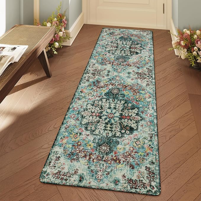 Lahome Bohemian Floral 2x6 Washable Hallway Runner Rug, Non Slip Kitchen by Lahome