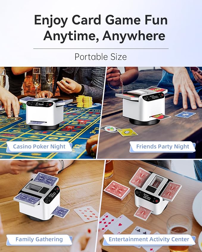 Automatic Card Shuffler and Dealer 2-in-1, 2 Deck 360° Rotating Dealing Machine - Image 7