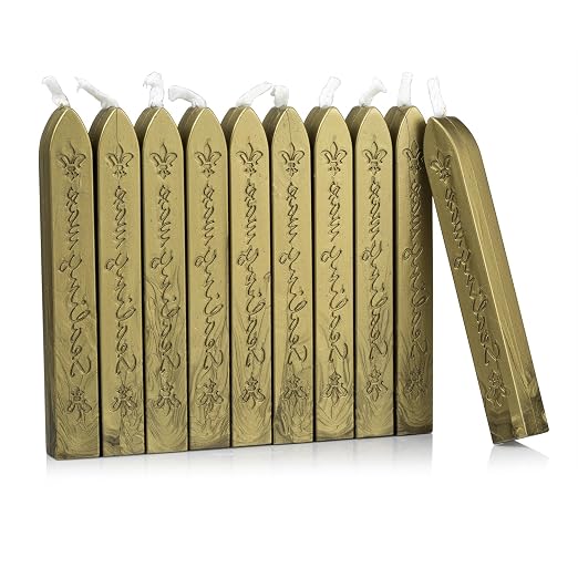 Mceal Sealing Wax Stick with Wick Flower De Luce of France Retro 10 Pieces Pack by Mceal
