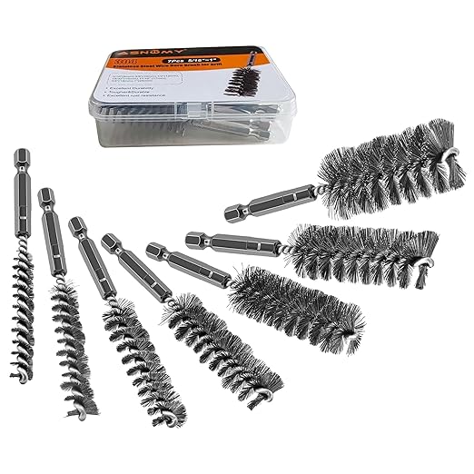 ASNOMY 7Pcs Wire Bore Brush for Drill, 5/16"-1” Stainless Steel Copper Pipe by ASNOMY