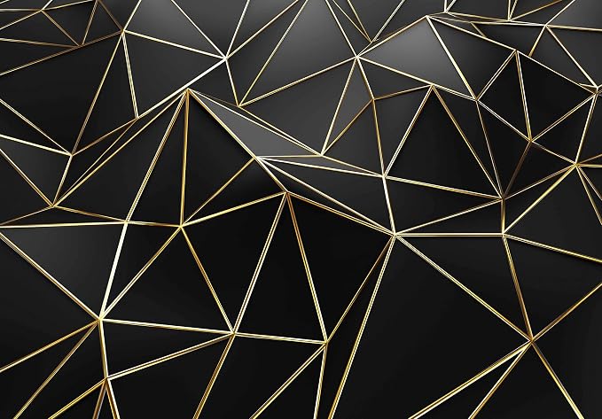 Black and Gold Wallpaper 3D Abstract Geometric Wall Mural - Image 2