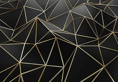 Black and Gold Wallpaper 3D Abstract Geometric Wall Mural - Image 2