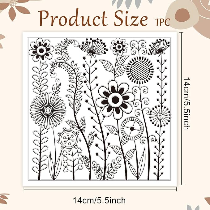 CHGCRAFT Abstract Wildflowers Polymer Clay Texture Sheets Geometric Flowers - Image 2