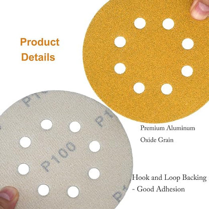5-Inch 8-Hole Hook and Loop Sanding Discs 100-Grit Random Orbit Sandpaper - Image 5
