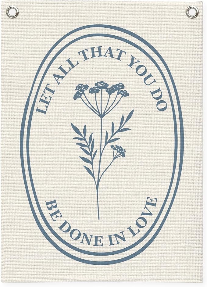 Christian Wall Art，Positive Affirmations Flower Wall Decor Banner，Let All That by Unknown