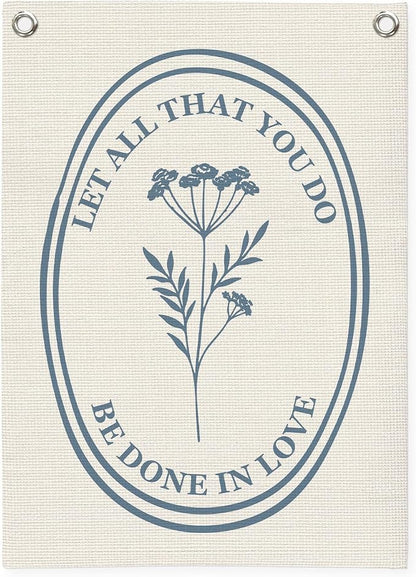 Christian Wall Art，Positive Affirmations Flower Wall Decor Banner，Let All That by Unknown