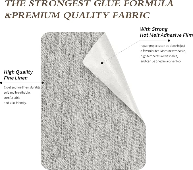 King Mountain Premium Linen Fabric Iron-on Repair Patch, Inside&Outside Fabric - Image 3