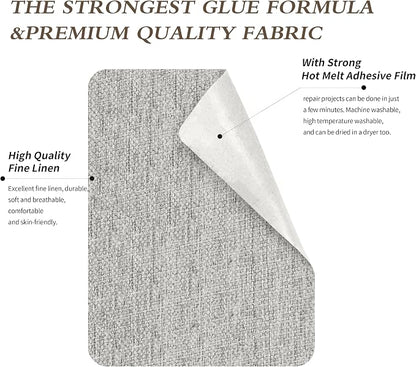 King Mountain Premium Linen Fabric Iron-on Repair Patch, Inside&Outside Fabric - Image 3