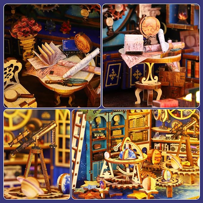 DIY Book Nook Kit Dollhouse Magic Booknook Bookshelf Insert Decor 3D Wooden - Image 5
