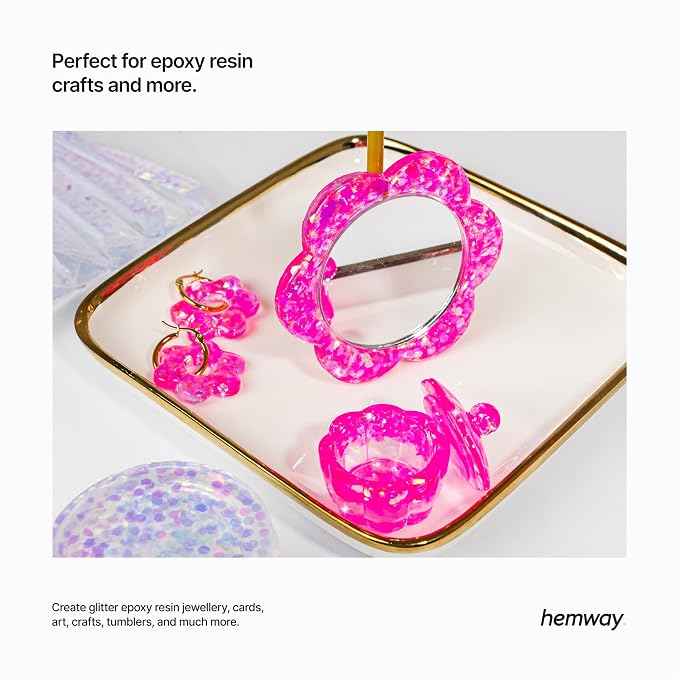 Hemway Glitter for Resin 100g Baby Pink Iridescent Metallic Crystals for Epoxy - Image 4