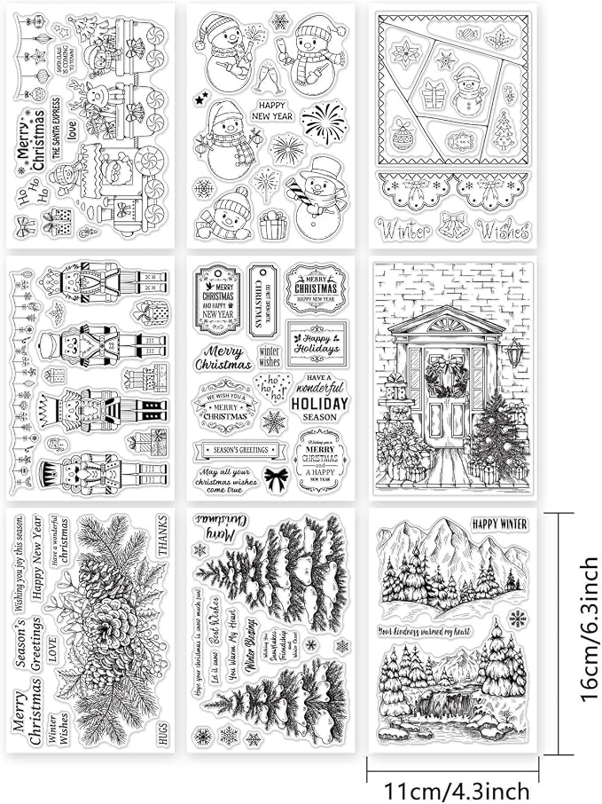 ORIGACH 9 Sheets Different Style Winter Christmas Clear Stamps Silicone - Image 2