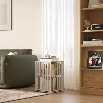 YOWOS Rotating Bookshelf Tower, 360 Display Spinning Bookcase, Bamboo Bookshelf - Image 3