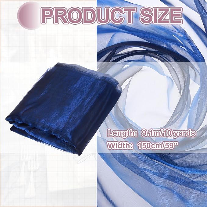 MECCANIXITY Iridescent Sheer Organza Fabric, 10 Yards x 59 Inches Solid - Image 2