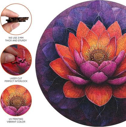 Flower Wooden Puzzle for Adults, Mandala Jigsaw Puzzles 200 Piece, Unique - Image 2