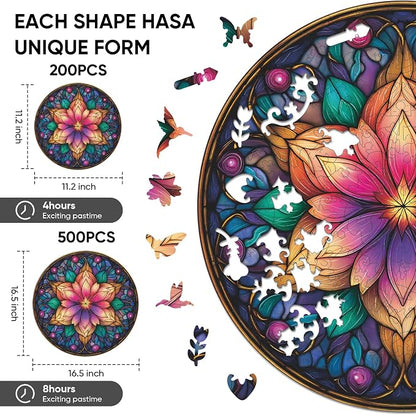 Dream Lotus Wooden Puzzles, 500 Pieces Jigsaw Puzzles 16.5x16.5 inch, Unique - Image 2