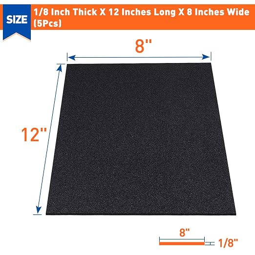 MAGZO 5Pcs Adhesive Foam Padding 1/8 in Thick X 12 in X 8 in, Closed Cell Foam - Image 2